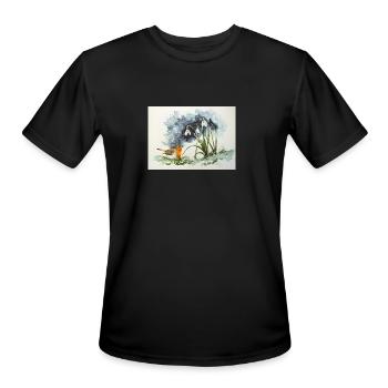 Early Crocus And Bird In Snow Watercolors - Men's Moisture Wicking Performance T-Shirt - black - Front - Jackson (183cm)