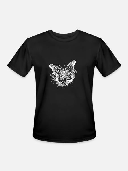 Flower Tattoo Style Butterfly - Men's Moisture Wicking Performance T-Shirt - black