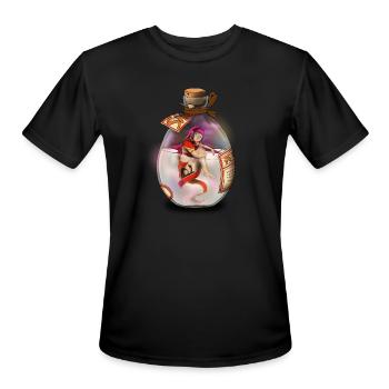 Anime Girl in Sake - Men's Moisture Wicking Performance T-Shirt - black - Front - Jackson (183cm)