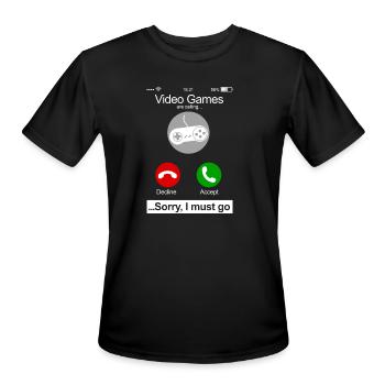 Video Games Are Calling Phone Screen Funny Video - Men's Moisture Wicking Performance T-Shirt - black - Front - Jackson (183cm)
