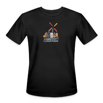 Amsterdam Netherlands Dutch - Men's Moisture Wicking Performance T-Shirt - black - Front - Jackson (183cm)