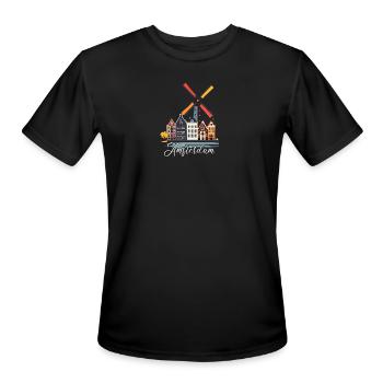 Amsterdam Netherlands Dutch - Men's Moisture Wicking Performance T-Shirt - black - Front - Jackson (183cm)
