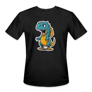 Funny dinosaure in the form of a sticker - Men's Moisture Wicking Performance T-Shirt - black - Front - Jackson (183cm)