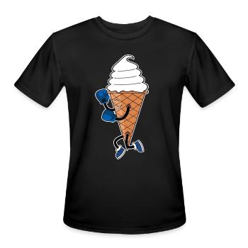 Funny Boxing Sports Ice Cream Cone Cartoon - Men's Moisture Wicking Performance T-Shirt - black - Front - Jackson (183cm)