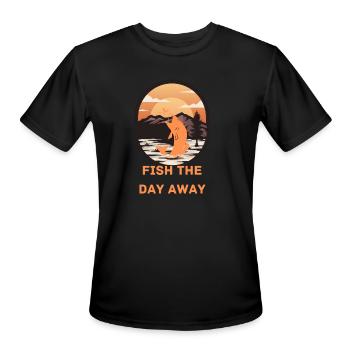 Fish The Day Away - Men's Moisture Wicking Performance T-Shirt - black - Front - Jackson (183cm)