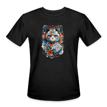Cut Cat Art - Men's Moisture Wicking Performance T-Shirt - black - Front - Jackson (183cm)