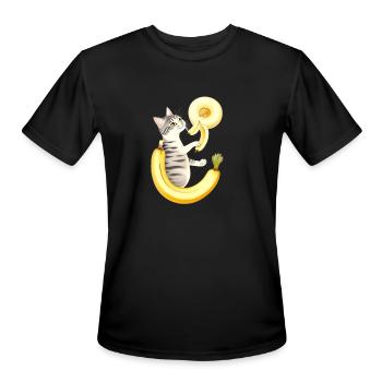 Banana Cat - Men's Moisture Wicking Performance T-Shirt - black - Front - Jackson (183cm)