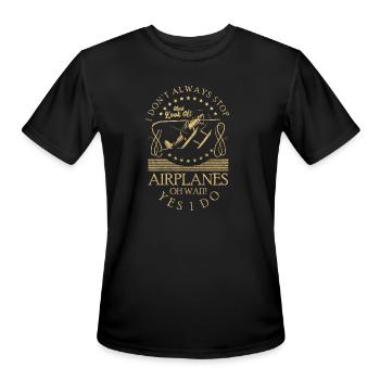 Airplane Remote Control Aerobatics - Men's Moisture Wicking Performance T-Shirt - black - Front - Jackson (183cm)