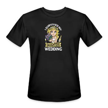 Family Wedding I Survived My Daughters Wedding - Men's Moisture Wicking Performance T-Shirt - black - Front - Jackson (183cm)