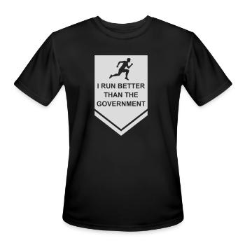 run better than government - Men's Moisture Wicking Performance T-Shirt - black - Front - Jackson (183cm)