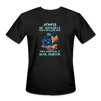 Book Dragon Always Book Dragon Book - Men's Moisture Wicking Performance T-Shirt - black - Front - Jackson (183cm)