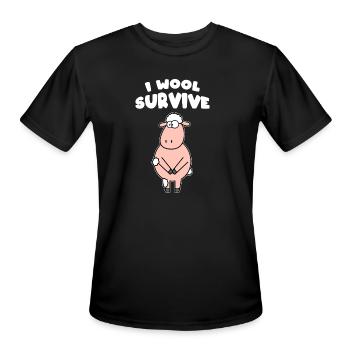 I Wool Survive Knitting - Men's Moisture Wicking Performance T-Shirt - black - Front - Jackson (183cm)