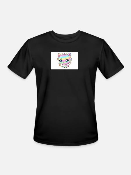 Pastel Rainbow Kitten - Men's Moisture Wicking Performance T-Shirt - black