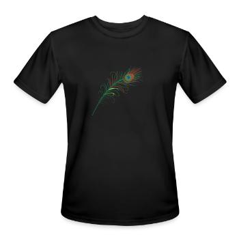 Peacock Feather - Men's Moisture Wicking Performance T-Shirt - black - Front - Jackson (183cm)