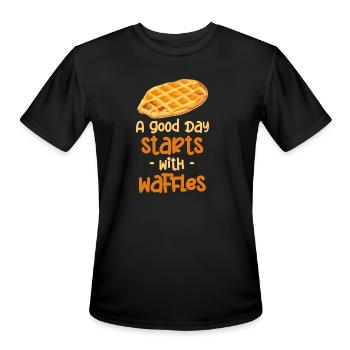 A Good Day Starts With Waffles Comfy Morning - Men's Moisture Wicking Performance T-Shirt - black - Front - Jackson (183cm)