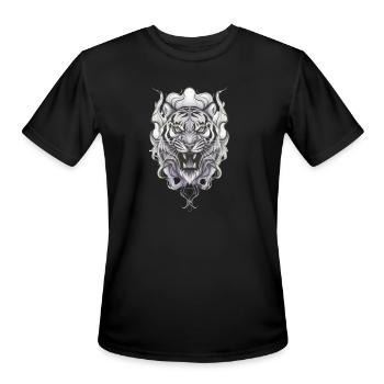 Tiger in smoke - Men's Moisture Wicking Performance T-Shirt - black - Front - Jackson (183cm)