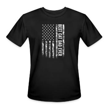 Best Cat Dad Ever American Flag Camo Patriotic - Men's Moisture Wicking Performance T-Shirt - black - Front - Jackson (183cm)