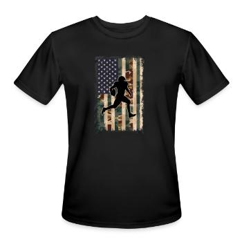 Camo US Flag American Vintage Football Player - Men's Moisture Wicking Performance T-Shirt - black - Front - Jackson (183cm)