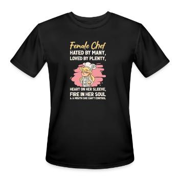 Female Chef Cooking Meals Food Lover - Men's Moisture Wicking Performance T-Shirt - black - Front - Jackson (183cm)