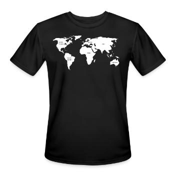 World map - Men's Moisture Wicking Performance T-Shirt - black - Front - Jackson (183cm)