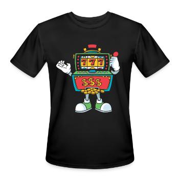 Slot Machine Roulette Betting Casino Gambling - Men's Moisture Wicking Performance T-Shirt - black - Front - Jackson (183cm)