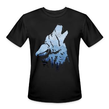 Wolf Howling Wolf Lover Gift - Men's Moisture Wicking Performance T-Shirt - black - Front - Jackson (183cm)