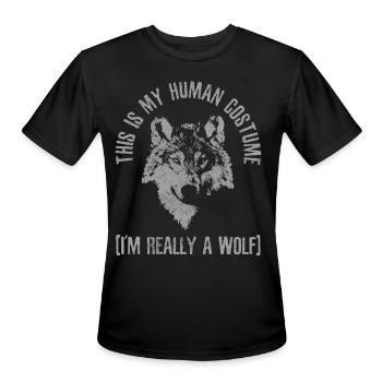 Wolf Howling Wolf Lover Gift - Men's Moisture Wicking Performance T-Shirt - black - Front - Jackson (183cm)