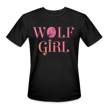 Wolf Girl Howling Wolf Lover Gift - Men's Moisture Wicking Performance T-Shirt - black - Front - Jackson (183cm)