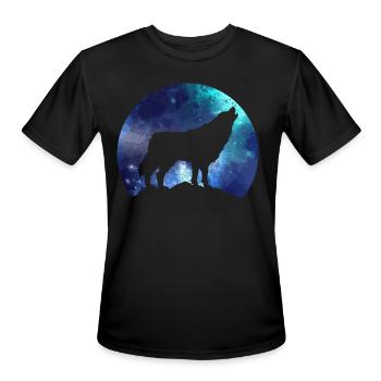 Wolf Howling Wolf Lover Gift - Men's Moisture Wicking Performance T-Shirt - black - Front - Jackson (183cm)