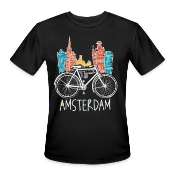 Amsterdam Netherlands Dutch Souvenir - Men's Moisture Wicking Performance T-Shirt - black - Front - Jackson (183cm)