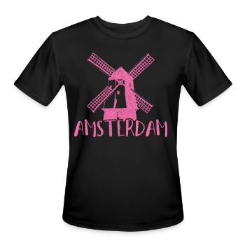 Amsterdam Netherlands Dutch Souvenir - Men's Moisture Wicking Performance T-Shirt - black - Front - Jackson (183cm)