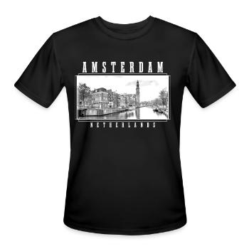 Amsterdam Netherlands Dutch Souvenir - Men's Moisture Wicking Performance T-Shirt - black - Front - Jackson (183cm)