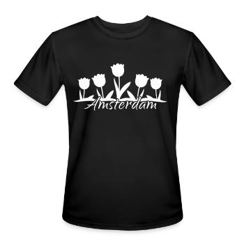 Amsterdam Netherlands Dutch Souvenir - Men's Moisture Wicking Performance T-Shirt - black - Front - Jackson (183cm)