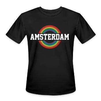 Amsterdam Pride Netherlands LGBTQ - Men's Moisture Wicking Performance T-Shirt - black - Front - Jackson (183cm)