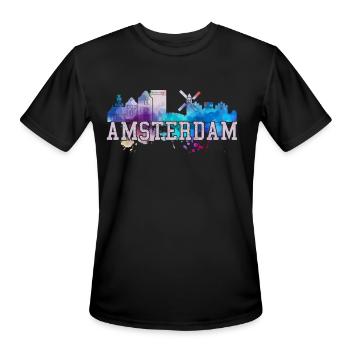 Amsterdam Netherlands Dutch Souvenir - Men's Moisture Wicking Performance T-Shirt - black - Front - Jackson (183cm)