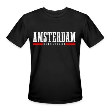 Amsterdam Netherlands Dutch Souvenir - Men's Moisture Wicking Performance T-Shirt - black - Front - Jackson (183cm)