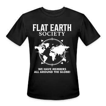 Flat Earth Society - Men's Moisture Wicking Performance T-Shirt - black - Front - Jackson (183cm)