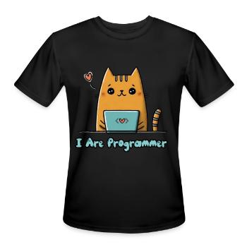 Programmer Cat Beep Boob Coding - Men's Moisture Wicking Performance T-Shirt - black - Front - Jackson (183cm)
