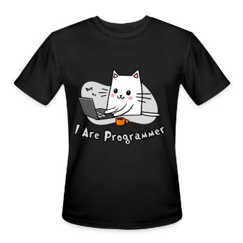 I Are Programmer Beep Boop Cat - Men's Moisture Wicking Performance T-Shirt - black - Front - Jackson (183cm)