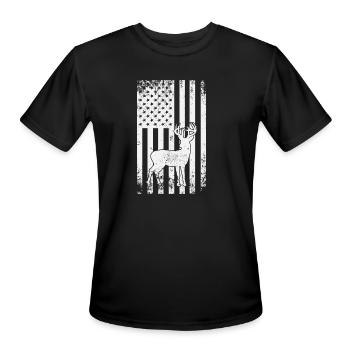 Camo US Flag Deer Elk Buck Camoflage Hunting - Men's Moisture Wicking Performance T-Shirt - black - Front - Jackson (183cm)