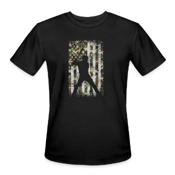 Camo Flag Baseball Player Vintage Patriotic USA - Men's Moisture Wicking Performance T-Shirt - black - Front - Jackson (183cm)