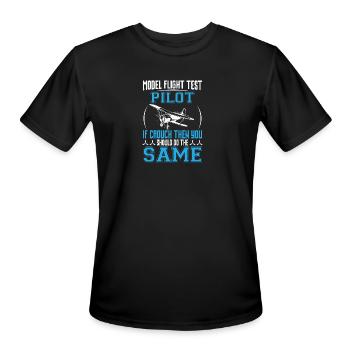 MODEL FLIGHT TEST PILOT - Men's Moisture Wicking Performance T-Shirt - black - Front - Jackson (183cm)