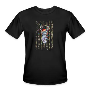 Christmas Camo Hunting Reindeer Deer Xmas Lights - Men's Moisture Wicking Performance T-Shirt - black - Front - Jackson (183cm)
