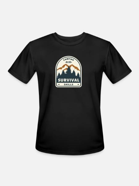 Camping Bliss Survival Skills - Men's Moisture Wicking Performance T-Shirt - black