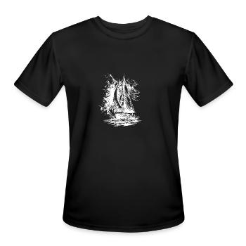 Sleek Sport Sailing Ship With Sails - Men's Moisture Wicking Performance T-Shirt - black - Front - Jackson (183cm)