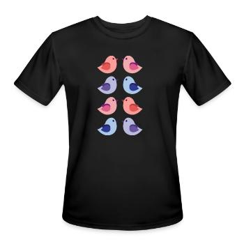 Cute Small Colorful Birds - Men's Moisture Wicking Performance T-Shirt - black - Front - Jackson (183cm)