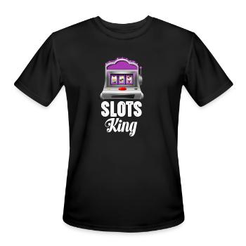 Slots King Slot Machine Player Gambler Dice Poker - Men's Moisture Wicking Performance T-Shirt - black - Front - Jackson (183cm)