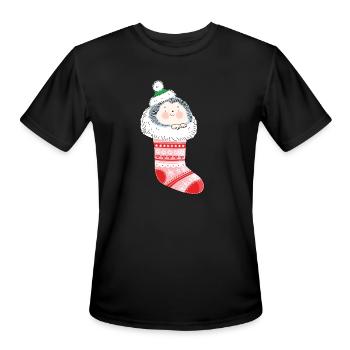 Holly Jolly Hedgehog - Men's Moisture Wicking Performance T-Shirt - black - Front - Jackson (183cm)