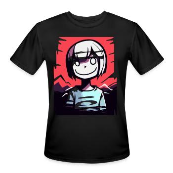 Smiling Girl with Bold Red Sky - Men's Moisture Wicking Performance T-Shirt - black - Front - Jackson (183cm)