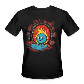 Cheeky Retro Cartoon Ball in a Burning Dungeon - Men's Moisture Wicking Performance T-Shirt - black - Front - Jackson (183cm)